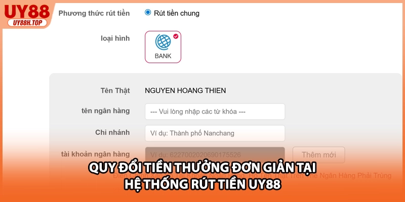 Quy đổi tiền thưởng đơn giản tại hệ thống rút tiền UY88